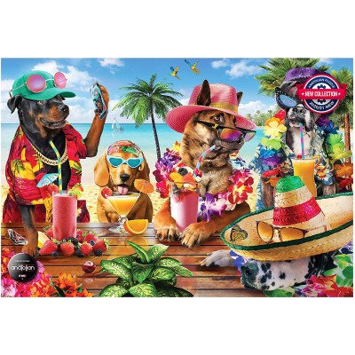 Puzzle Perre-Anatolian-1102 Dogs Drinking Smoothies On A Tropi