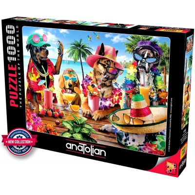 Puzzle Perre-Anatolian-1102 Dogs Drinking Smoothies On A Tropi