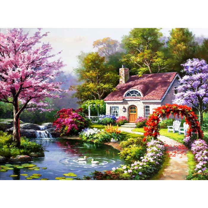 Spring Cottage In Full Bloom