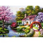 Puzzle   Spring Cottage In Full Bloom