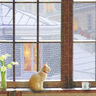 Pintoo-H2134 Puzzle en Plastique - David Maclean - Window Cats
