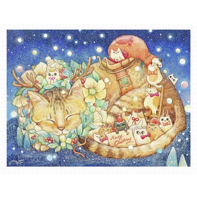 Puzzle Pintoo-H2250 Cotton Lion - Christmas Night & Cats
