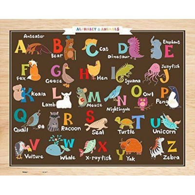 Pintoo-T1022 Puzzle en Plastique - Alphabet and Animals (en anglais)