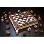   Puzzle 3D en Bois - Jeux d'échecs, de Dames et du Mathématicien