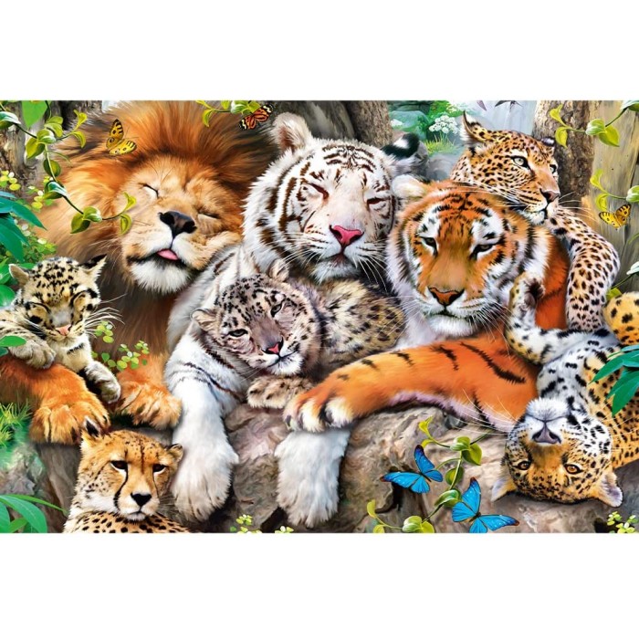 Trefl-20152 Puzzle en Bois - Wild Cats in the Jungle