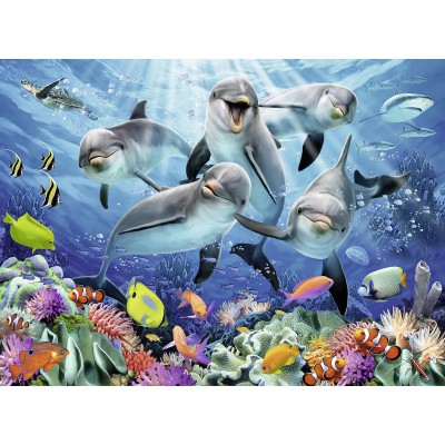 Puzzle Ravensburger-00200 Dauphins dans la Barrière de Corail