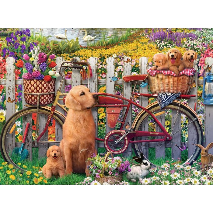 Puzzle Ravensburger-00209 Chiens mignons dans le Jardin