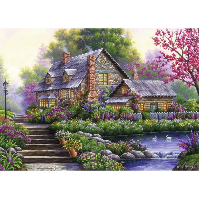 Puzzle  Ravensburger-00464 Cottage Romantique