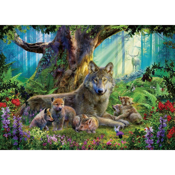 Puzzle  Ravensburger-00477 Famille de Loups dans la Forêt