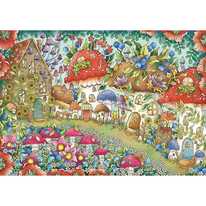 Puzzle  Ravensburger-00571 Jolies Maisons aux Champignons