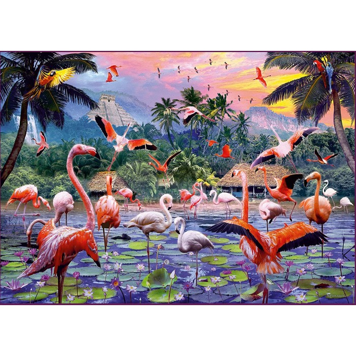 Puzzle  Ravensburger-00574 Flamants Roses