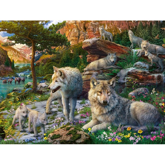 Puzzle  Ravensburger-00719 Wolves in the Spring