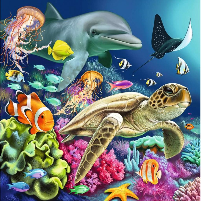  Ravensburger-00859 3 Puzzles - Monde Sous-Marin Enchanté