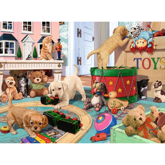 Puzzle  Ravensburger-00865 Pièces XXL - Les Chiots Jouent