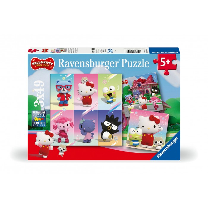 Ravensburger-01035 3 Puzzles - Hello Kitty