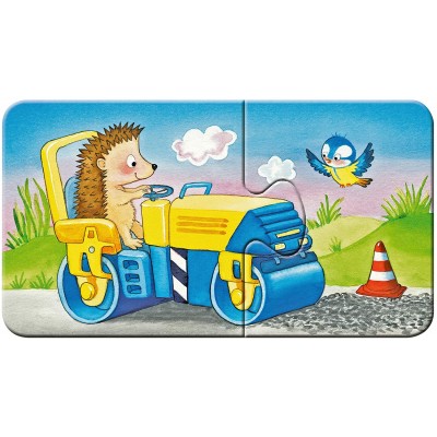 Ravensburger-03074 My First Puzzles - Animaux au Chantier (9x2 Pièces)