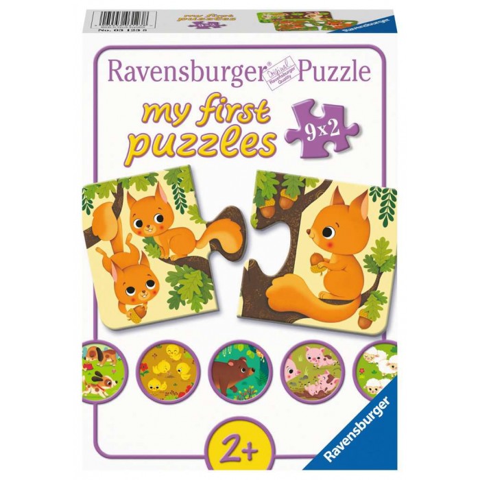  Ravensburger-03123 9 Puzzles - Les Animaux et leurs Bébés