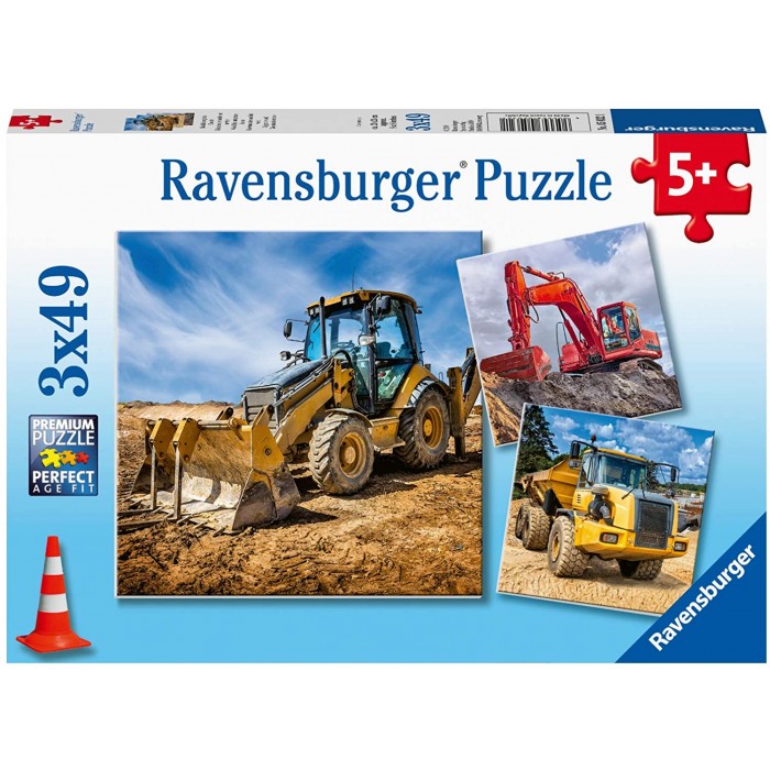  Ravensburger-05032 3 Puzzles - Véhicules de Construction en Service