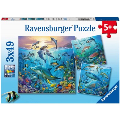 Ravensburger-05149 3 Puzzles - Animaux des Océans