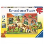  Ravensburger-05178 2 Puzzles - At the Stables