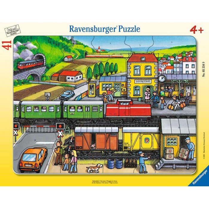 Ravensburger-05234 Puzzle Cadre - Trains