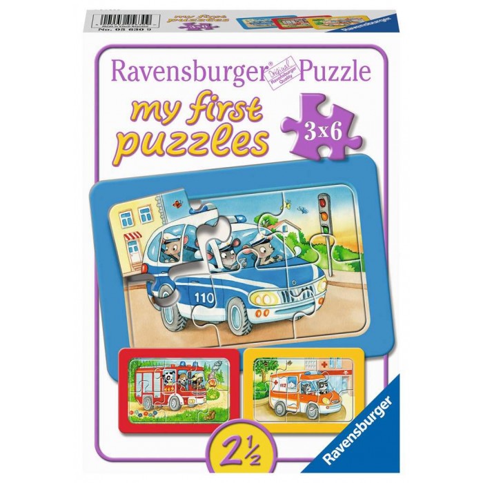 Ravensburger-05630 Puzzle Cadre - 3 Puzzles - Animaux en action