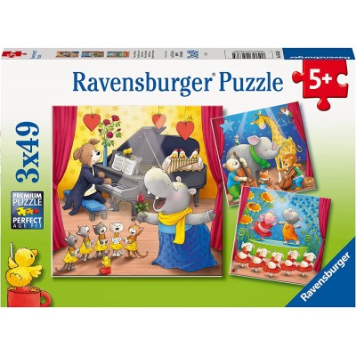 Ravensburger-05638 3 Puzzles - Animaux sur Scène