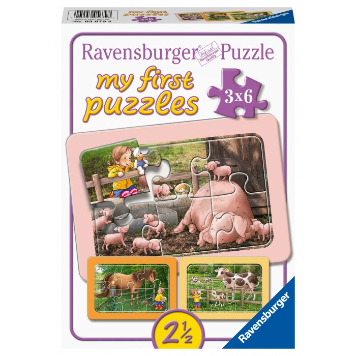  Ravensburger-05679 3 Puzzles - Lotta à la Ferme