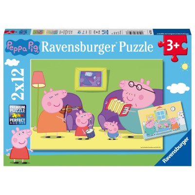 Ravensburger-07596 2 Puzzles - Peppa Pig