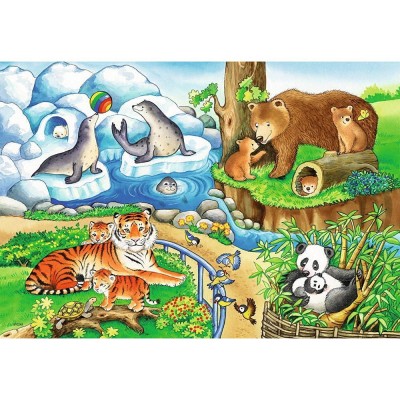 Ravensburger-07602 2 Puzzles - Animaux du Zoo