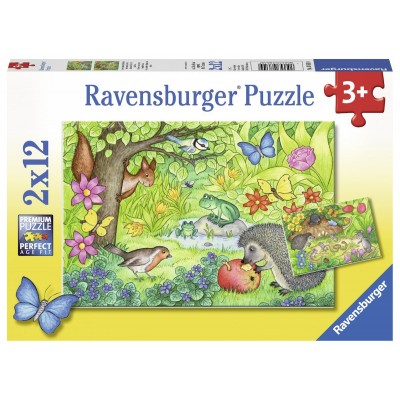 Ravensburger-07610 2 Puzzles - Les Animaux de notre Jardin