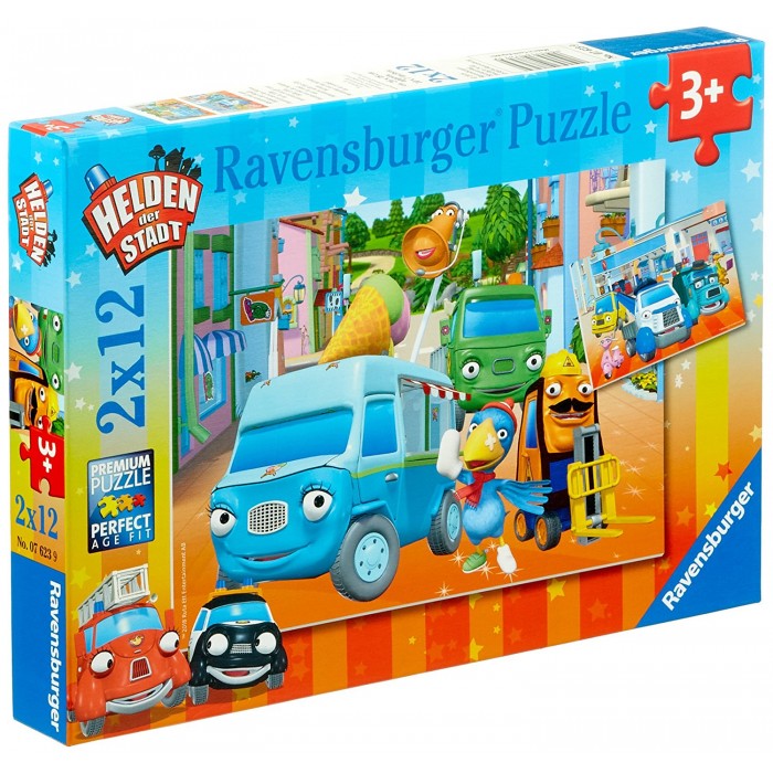  Ravensburger-07623 2 Puzzles - Helden der Stadt