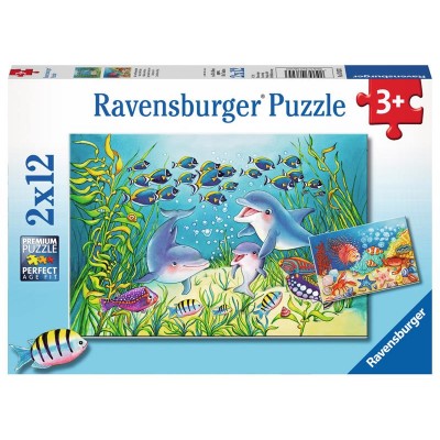 Ravensburger-07625 2 Puzzles - Fonds Marins