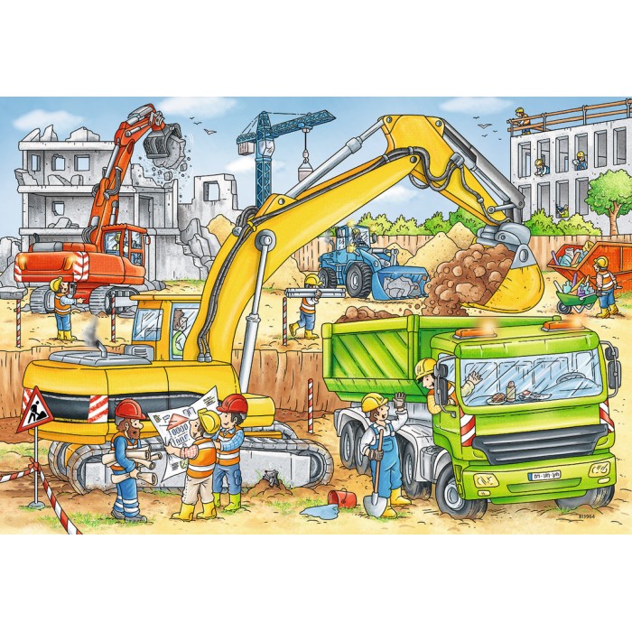 Ravensburger-07800 2 Puzzles - Construction