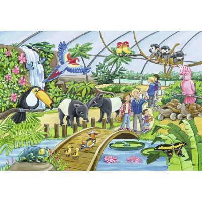 Ravensburger-07806 2 Puzzles - Au Zoo