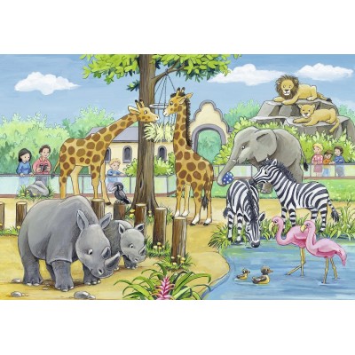 Ravensburger-07806 2 Puzzles - Au Zoo