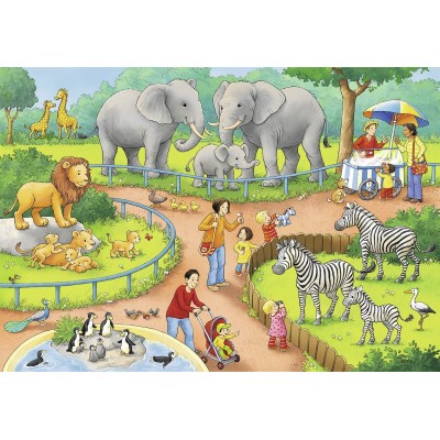 Ravensburger-07813 2 Puzzles - Un Jour au Zoo