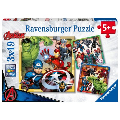 Ravensburger-08040 3 Puzzles - Marvel Avengers