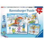  Ravensburger-08052 3 Puzzles - Sur les Pistes de Ski