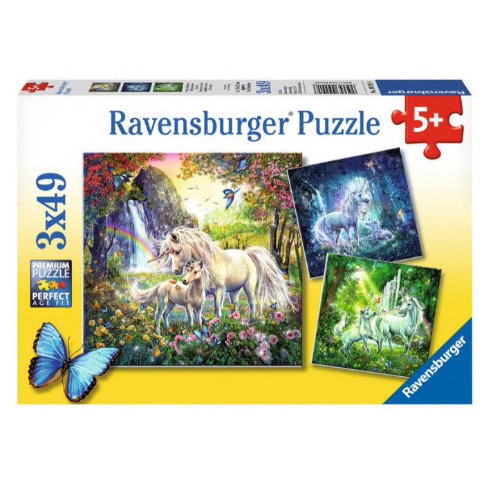 Ravensburger-09291 3 Puzzles - Magnifiques Licornes