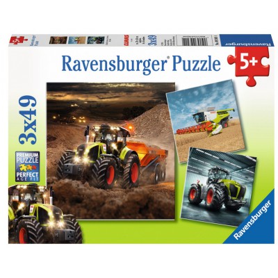 Ravensburger-09301 3 Puzzles - Tracteurs CLAAS: Axion, Lexion, Xerion
