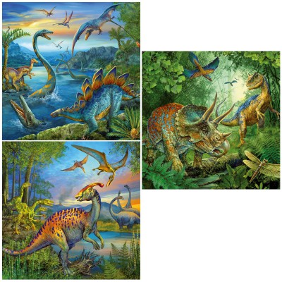 Ravensburger-09317 3 Puzzles - Fascination des Dinosaures