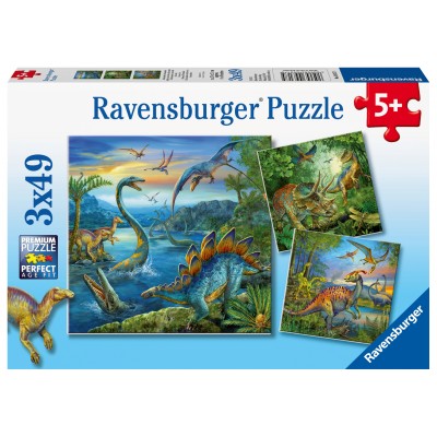 Ravensburger-09317 3 Puzzles - Fascination des Dinosaures