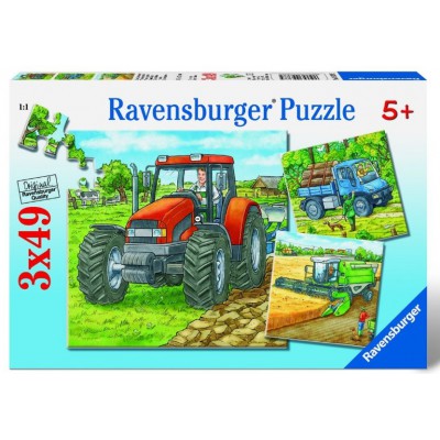 Ravensburger-09388 3 Puzzles - Machines agricoles