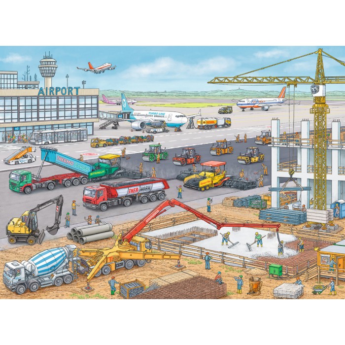 Puzzle  Ravensburger-10624 Chantier de Construction à l'Aéroport