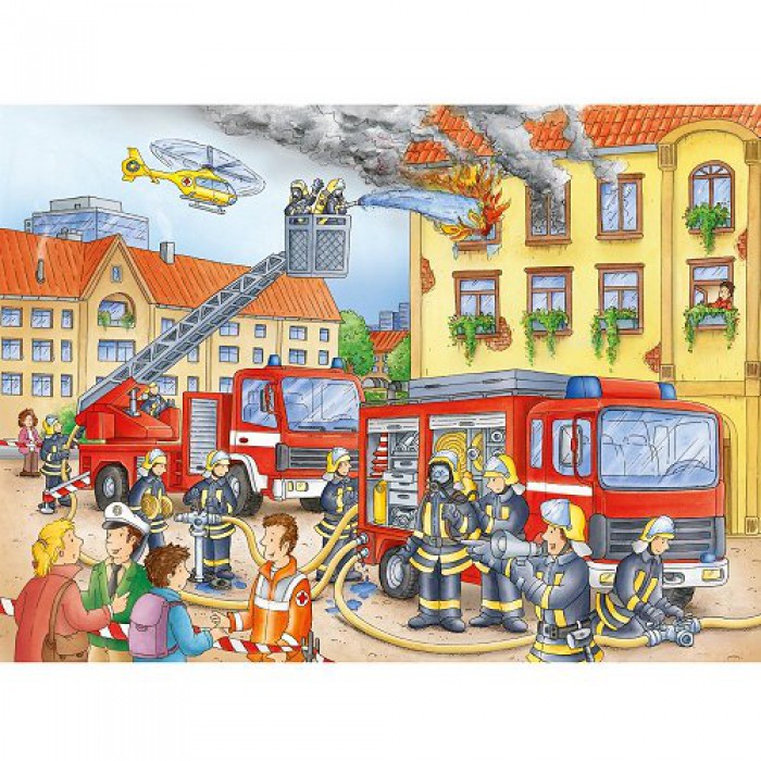 Puzzle Ravensburger-10822 Au feu les pompiers !