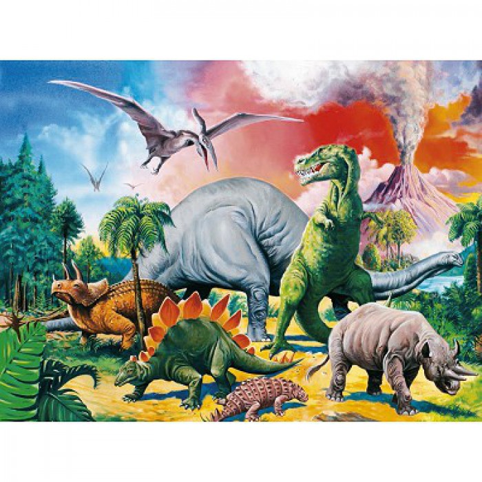 Puzzle  Ravensburger-10957 Au milieu des dinosaures