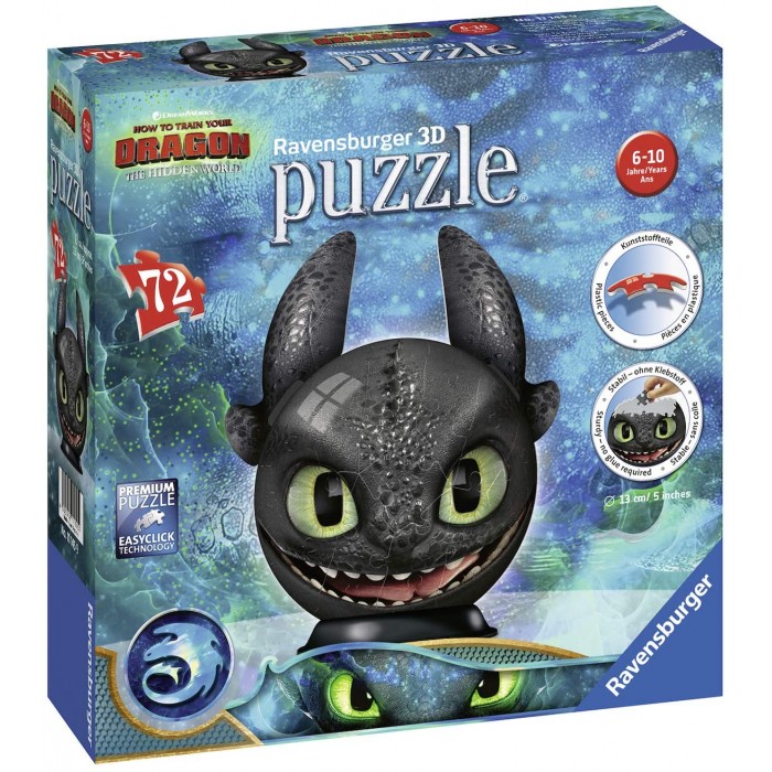 Ravensburger-11145 Puzzle 3D - DreamWorks - Dragon