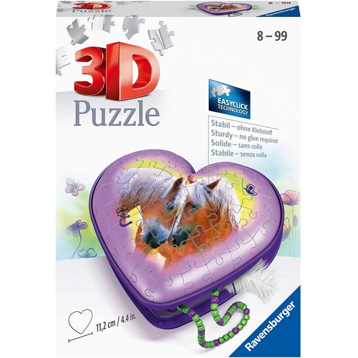 Puzzle 3D - Boîte Coeur - Chevaux