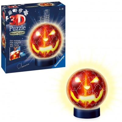 Ravensburger-11253 Puzzle 3D - Puzzle 3D Night Edition - Citrouille d'Halloween